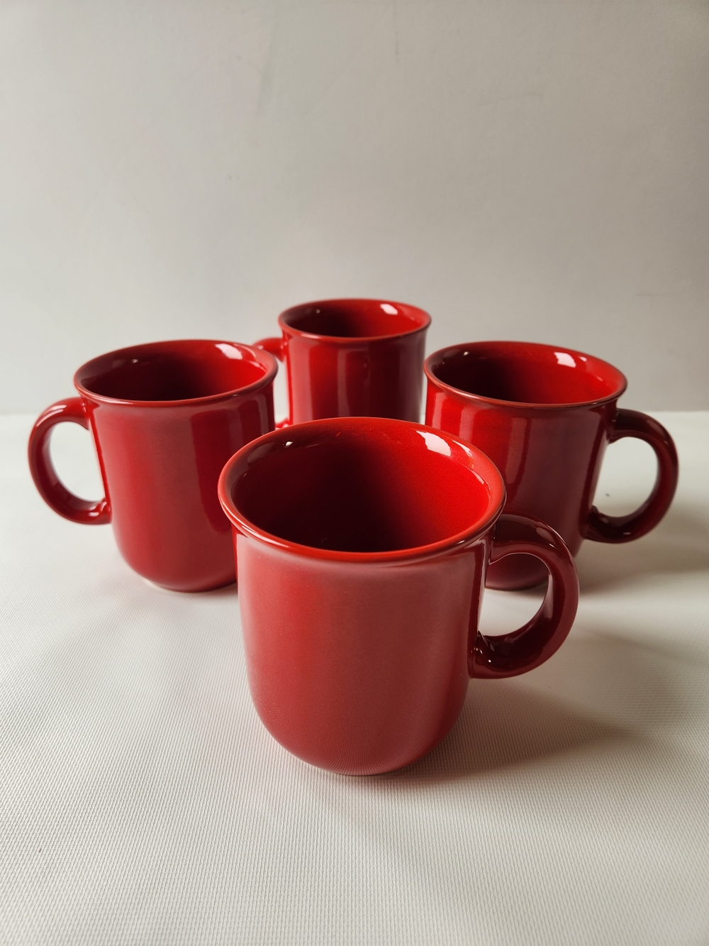 Pier 1 Imports Red Earthenware Ceramic Coffee Mugs Exclusive Set 4 Spain Cups